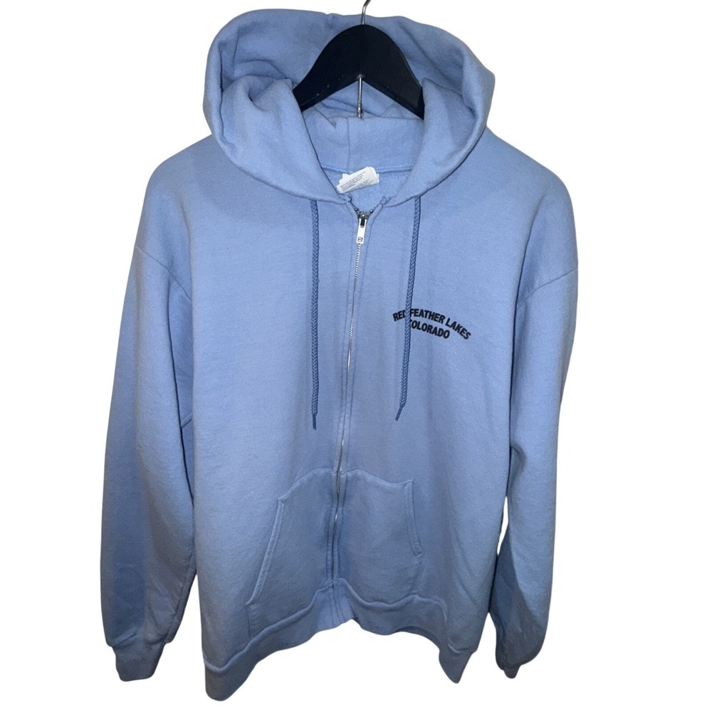 Clique Red Feather Lakes Colorado Full Zip Hoodie Sweatshirt Unisex Adult M Blue
